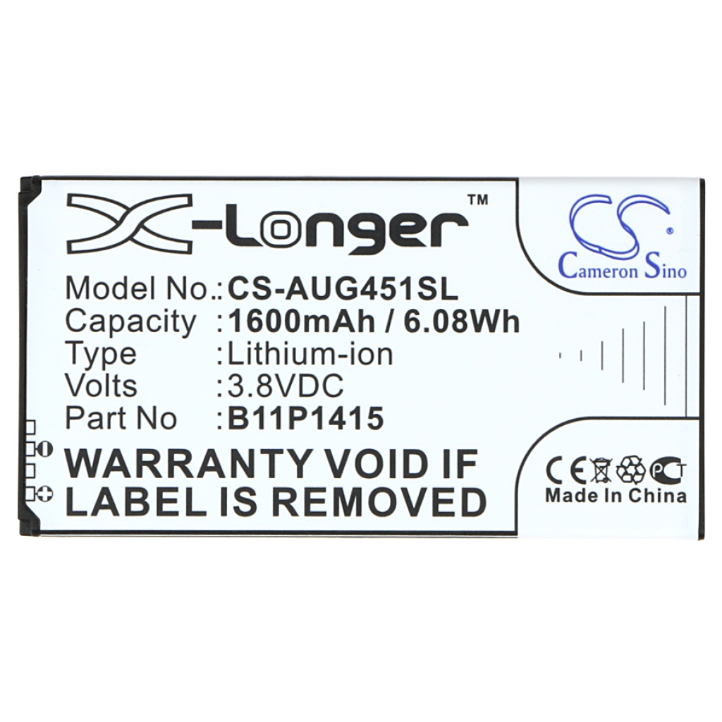 Bateria telefonu X-Longer CS-AUG451SL 3,8V 1600mAh 6,08Wh, widok etykiety z przodu