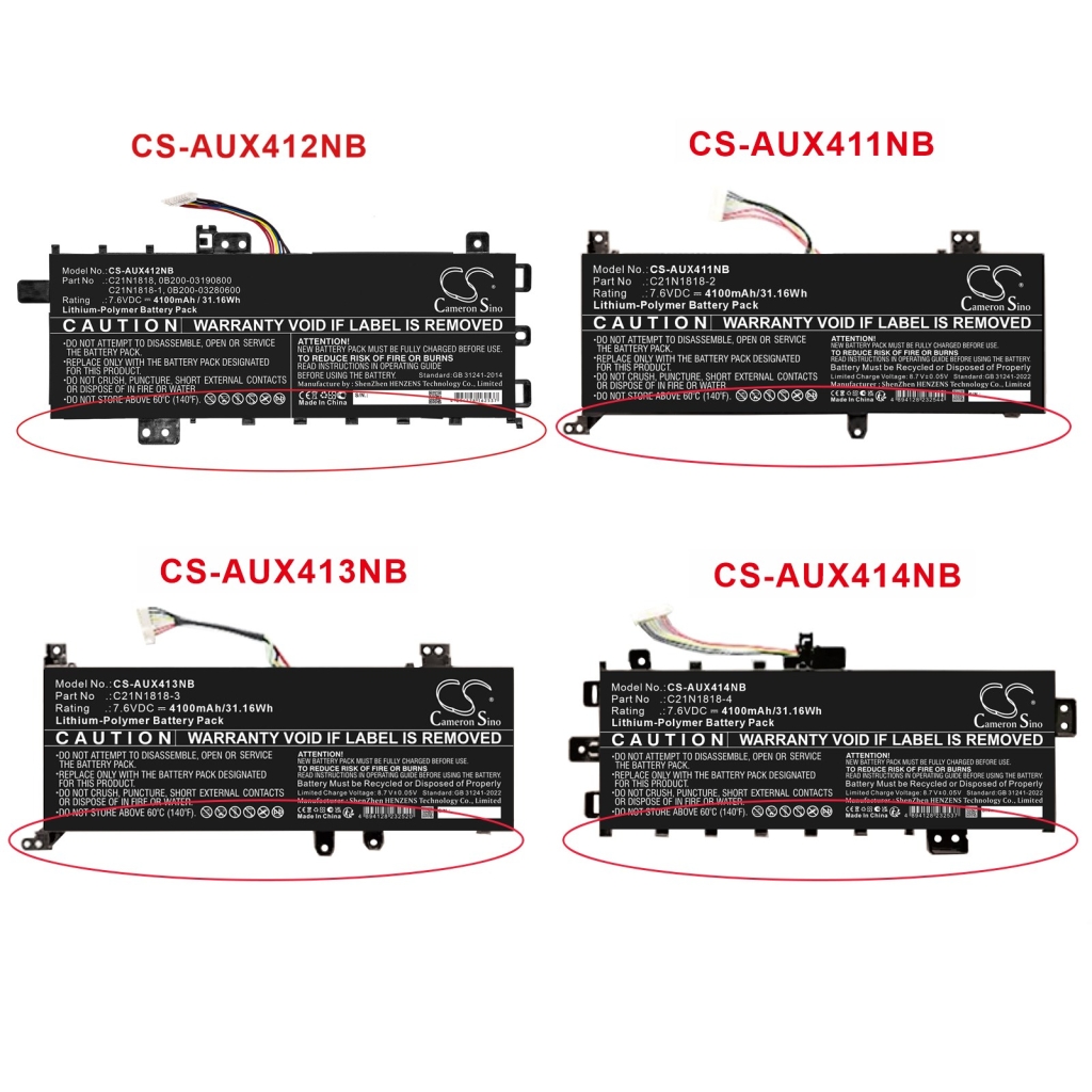 Batteries compatible with Asus F409 F409 CS-AUX413NB