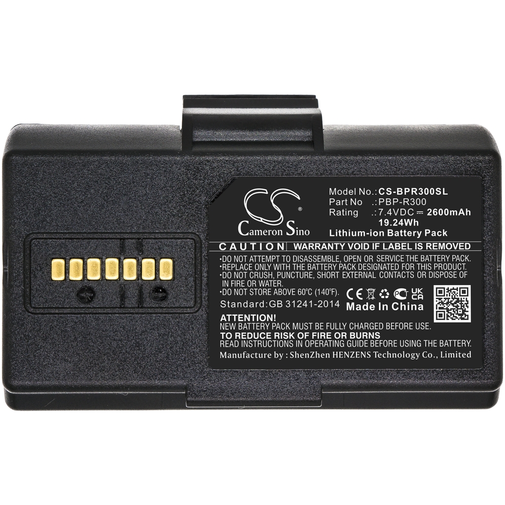 Bateria CS-BPR300SL, złote złącze 6-pin, widok z boku z etykietą Cameron Sino