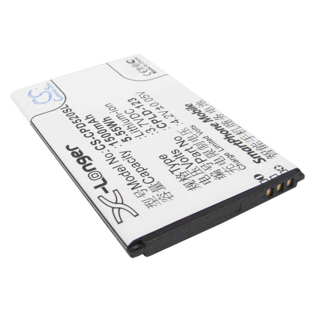 Bateria telefonu Li-ion Cameron Sino CS-CPD520SL 3,7V 1500mAh, skośny widok etykiety