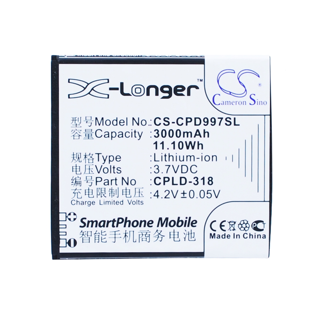 Bateria Li-ion Cameron Sino CS-CPD997SL 3000mAh 3,7V do smartphone Coolpad