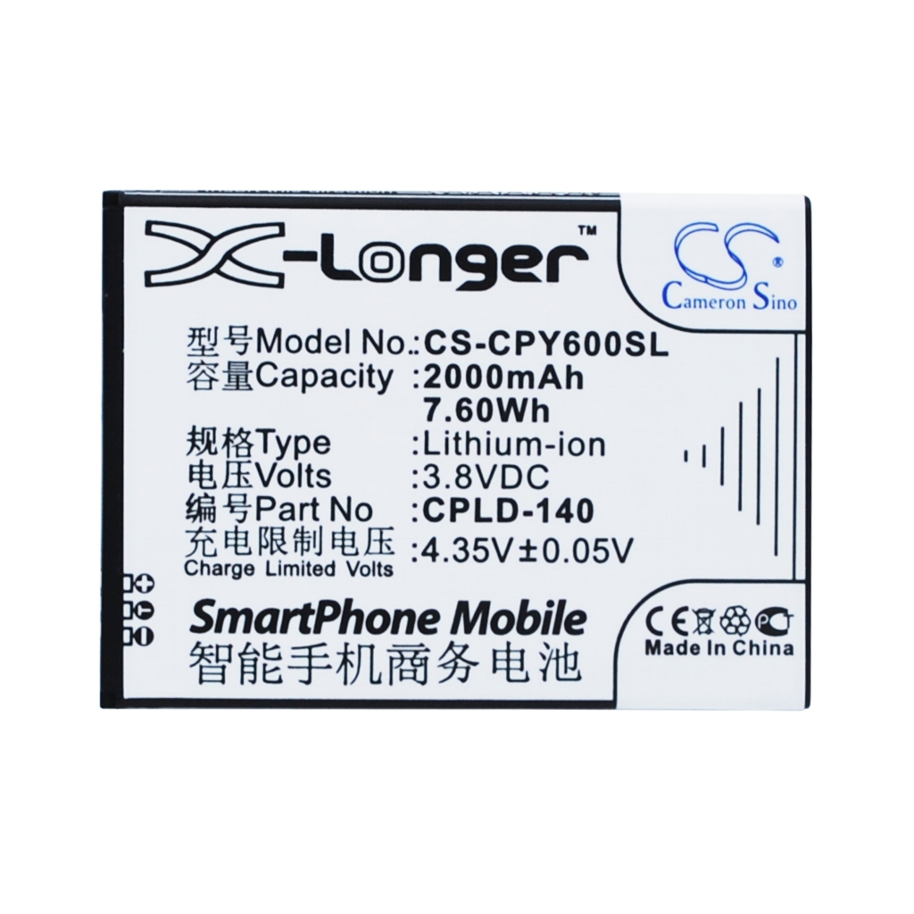 Bateria Cameron Sino CS-CPY600SL, płaska etykieta 2000mAh 3,8V CPLD-140 z pełną specyfikacją