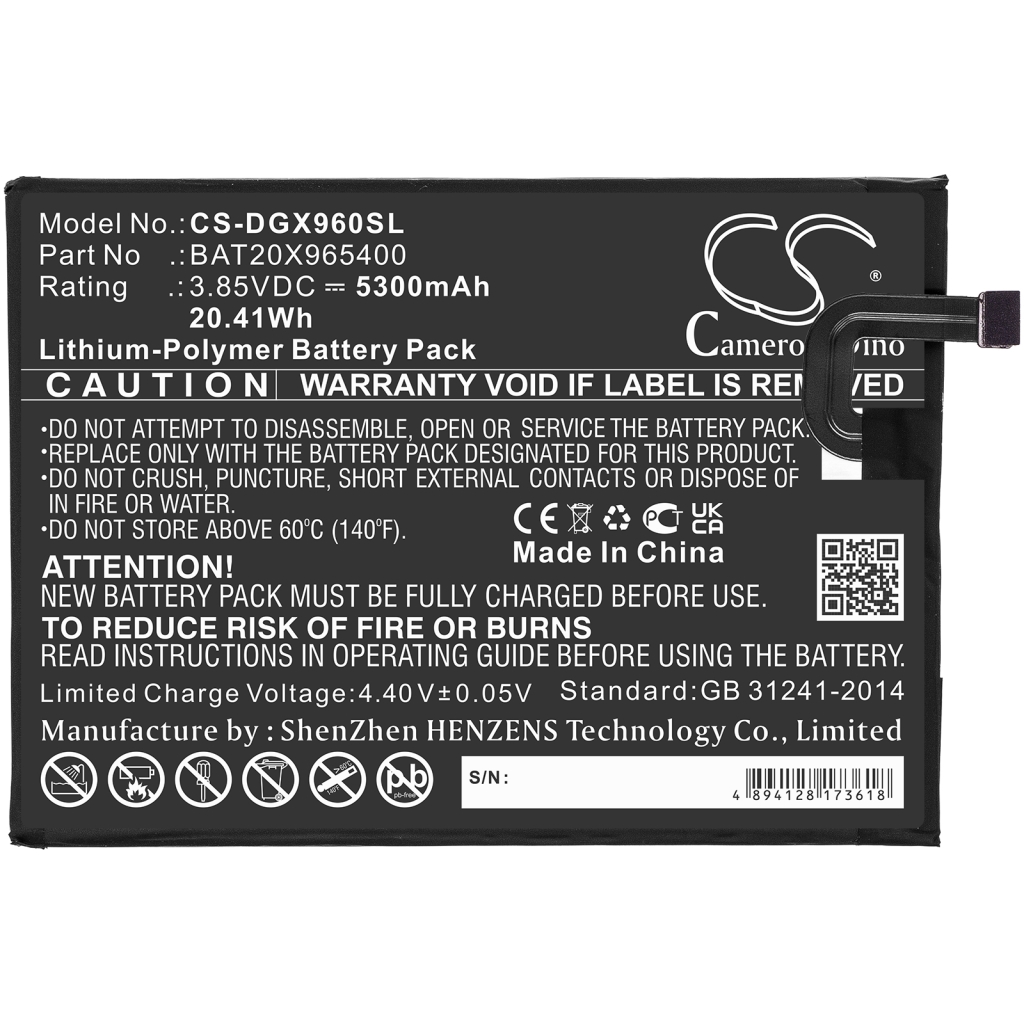 Battery Replaces BAT20X965400