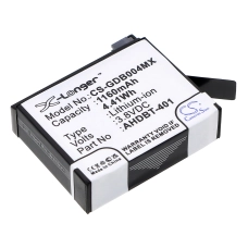 Compatible battery replacement for GoPro 335-06532-000,AHDBT-401