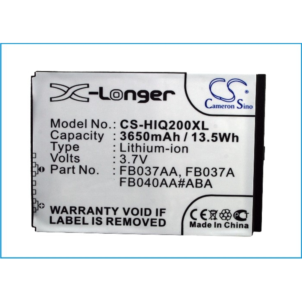 Cameron Sino X-Longer CS-HIQ200XL widok przedniej etykiety: 3,7V 3650mAh Li-ion