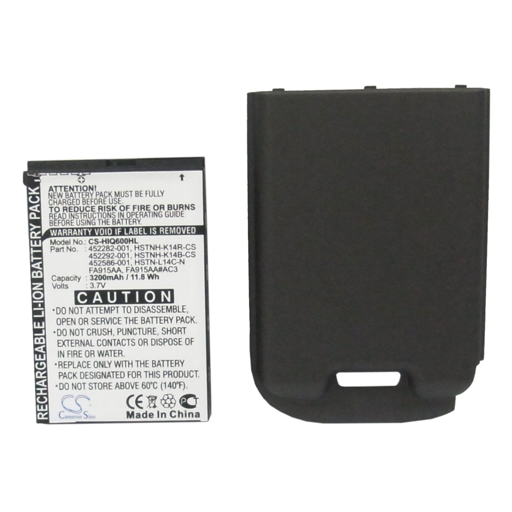 Cameron Sino CS-HIQ600HL widok przedniej etykiety: 3,7V 3200mAh Li-ion, duża tylna pokrywa z uchwytem