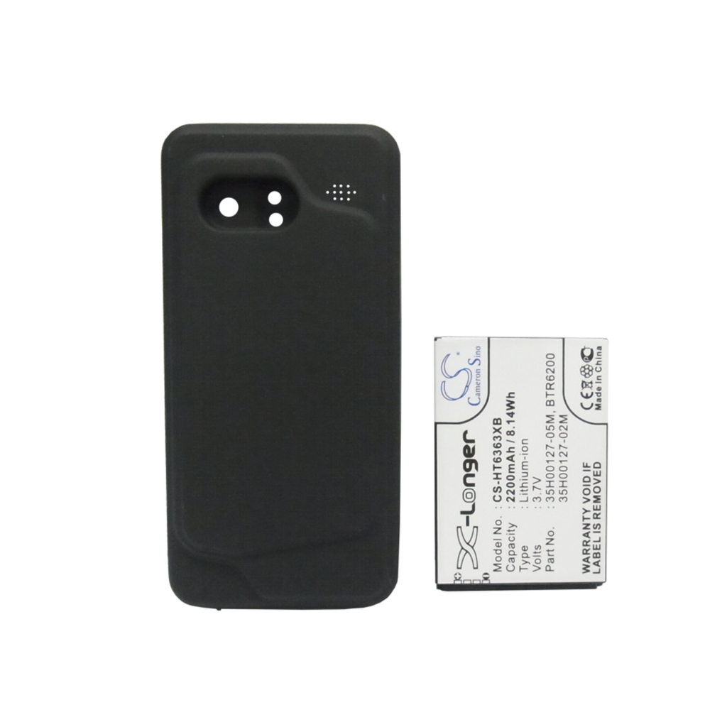 Cameron Sino X-Longer CS-HT6363XB widok z boku X-Longer z pokrywą bumper i specyfikacją: 3,7V 2200mAh 8,14Wh