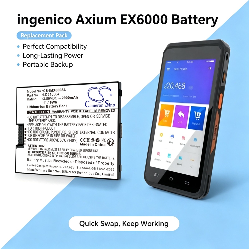 Baterie kompatybilny z ingenico Axium EX6000 CS-IMX600SL
