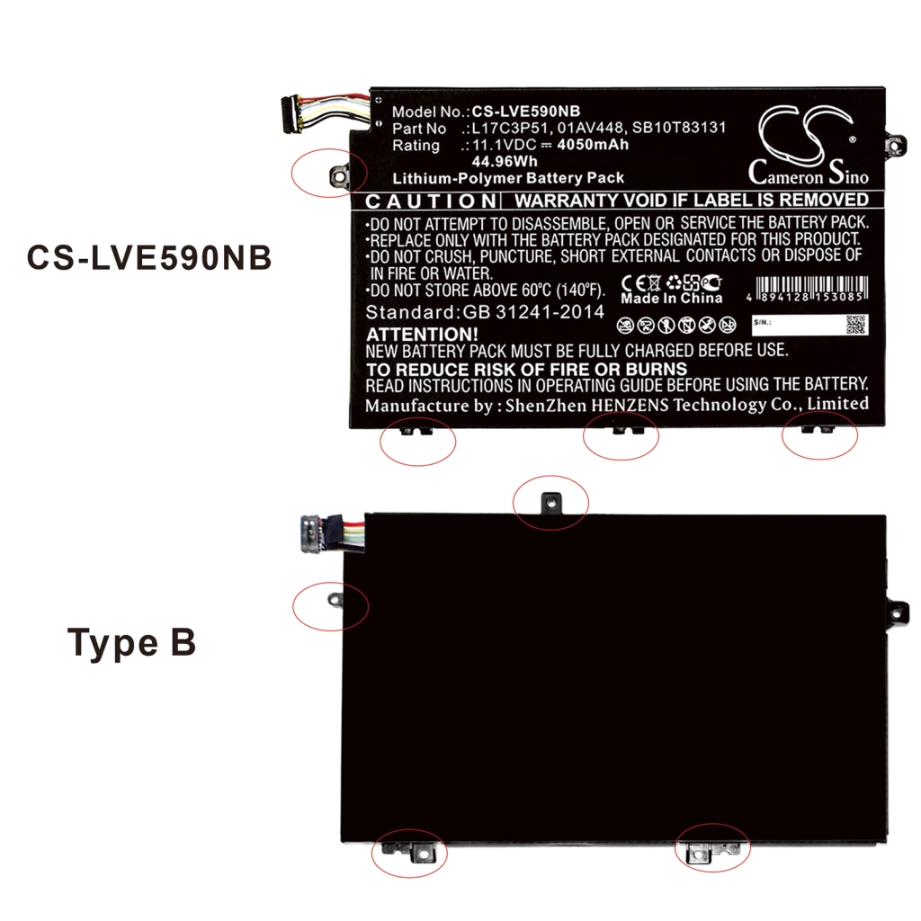 Notebook battery Lenovo CS-LVE590NB