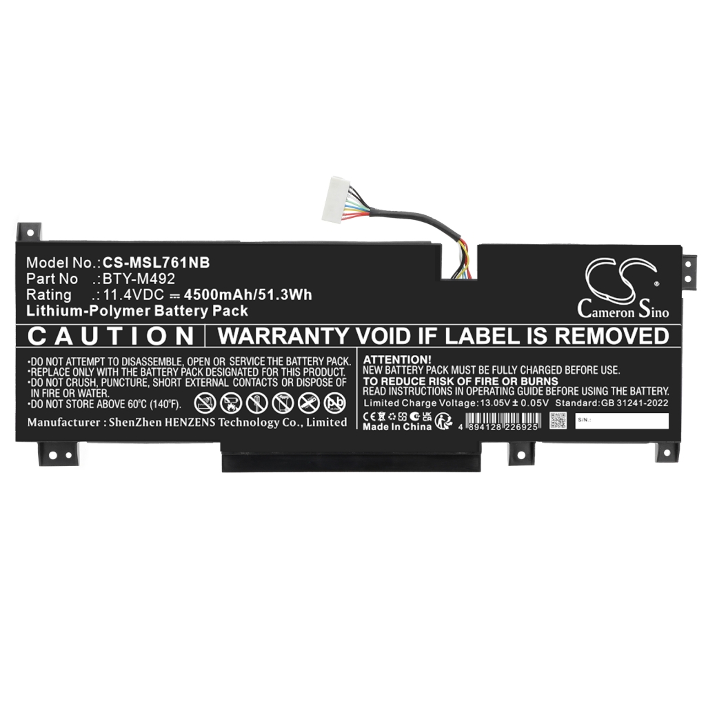 Battery for MSI Pulse GL76 11UEK-052PH