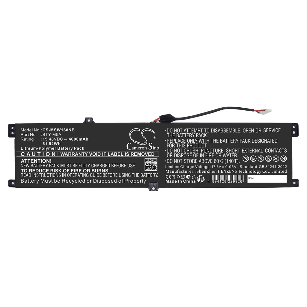 Bateria kompatybilny z MSI CS-MSW160NB