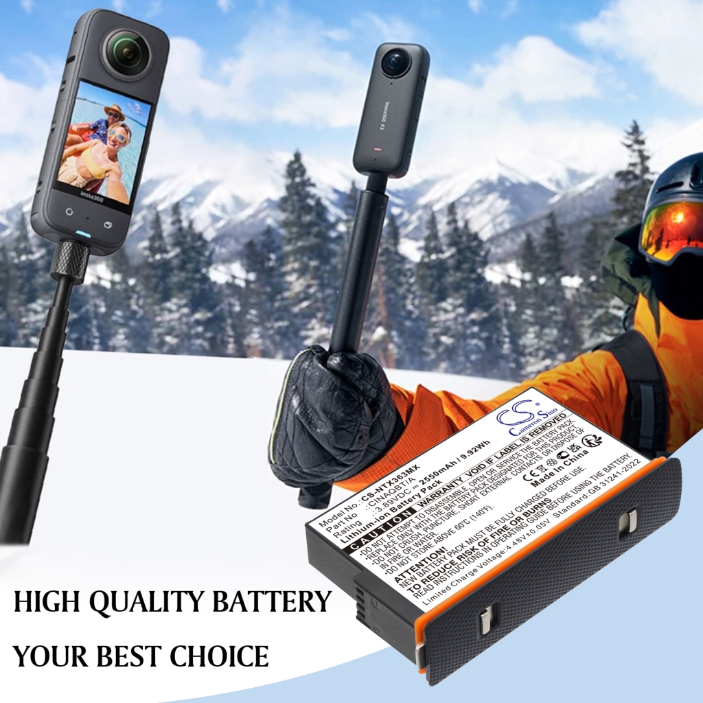 Compatible battery replacement for Insta360 CINAQBT/A