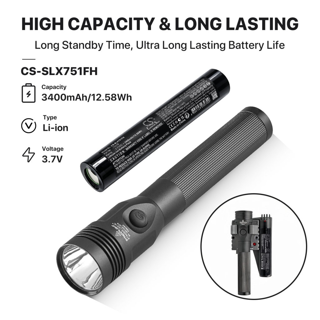 Battery compatible with Streamlight CS-SLX751FH