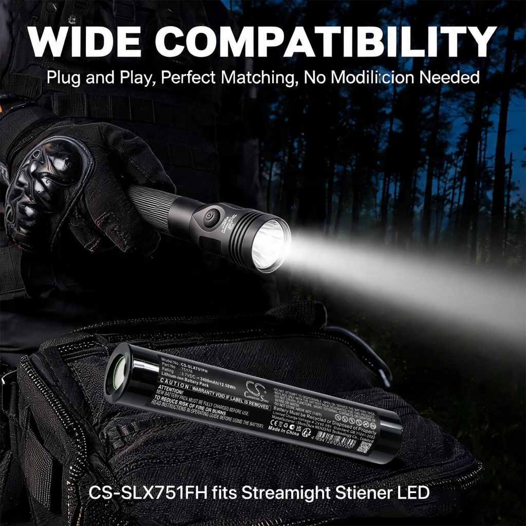 Battery compatible with Streamlight CS-SLX751FH