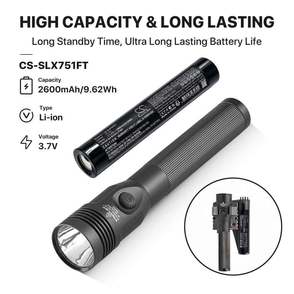 Batteries compatible with Streamlight Stinger LED CS-SLX751FT