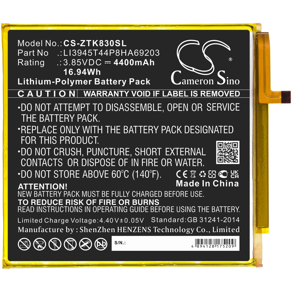 Baterie do tabletów ZTE CS-ZTK830SL