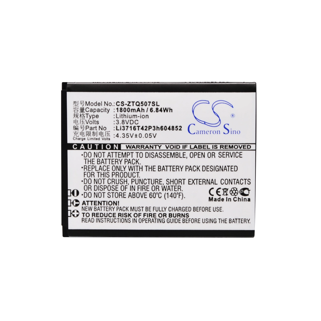 Compatible battery replacement for ZTE LI3716T42P3H604852